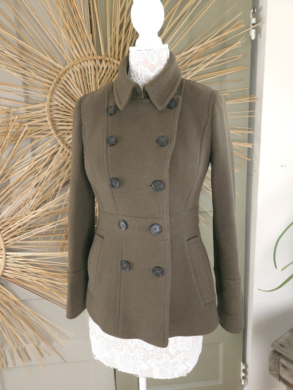J.Crew Stadium Cloth By Nello Gori Wool Blend Pea Coat Women's Small
